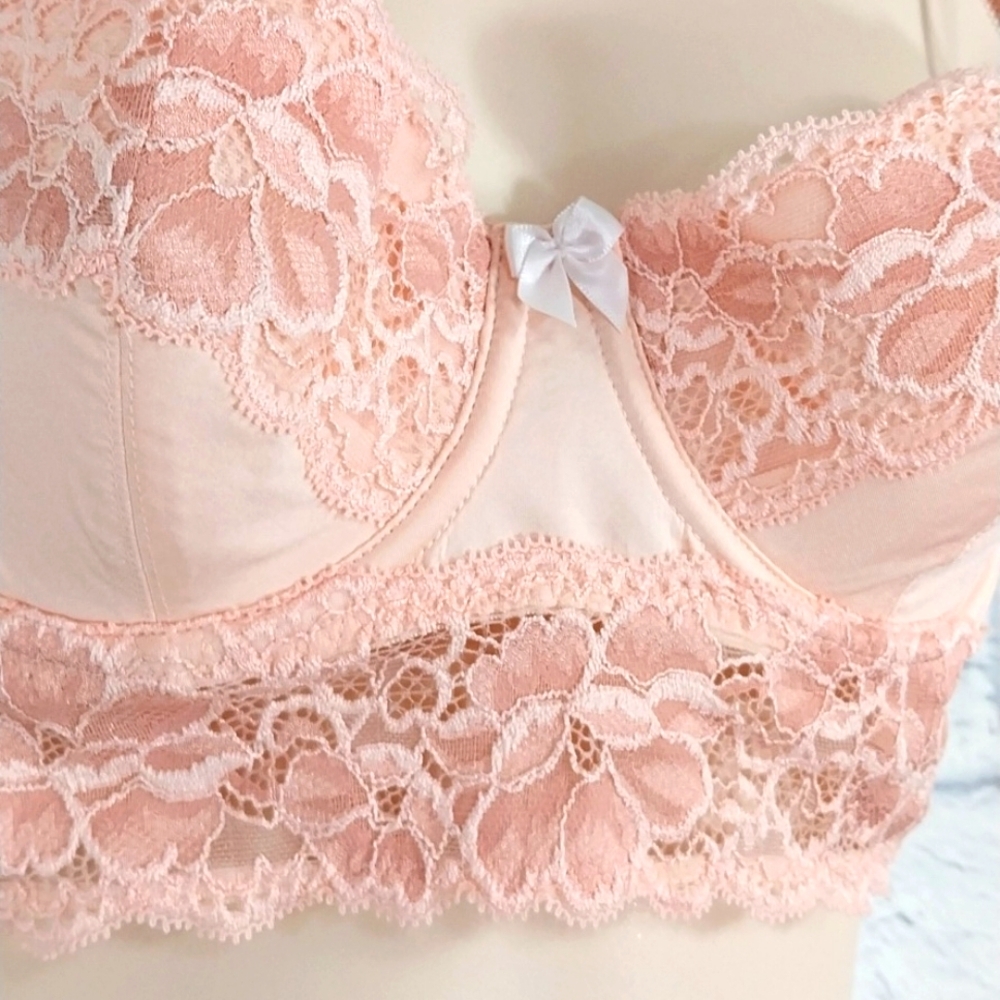 🔵BOGO FREE🔵  NWT Adore Me Pink Lace Bra Sexy Underwire Sz 36A - Picture 3 of 5